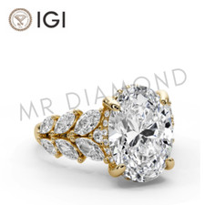IGI 4.50 CT F VS2 Oval Cut Lab Grown Diamond Engagement Ring 18k Yellow Gold