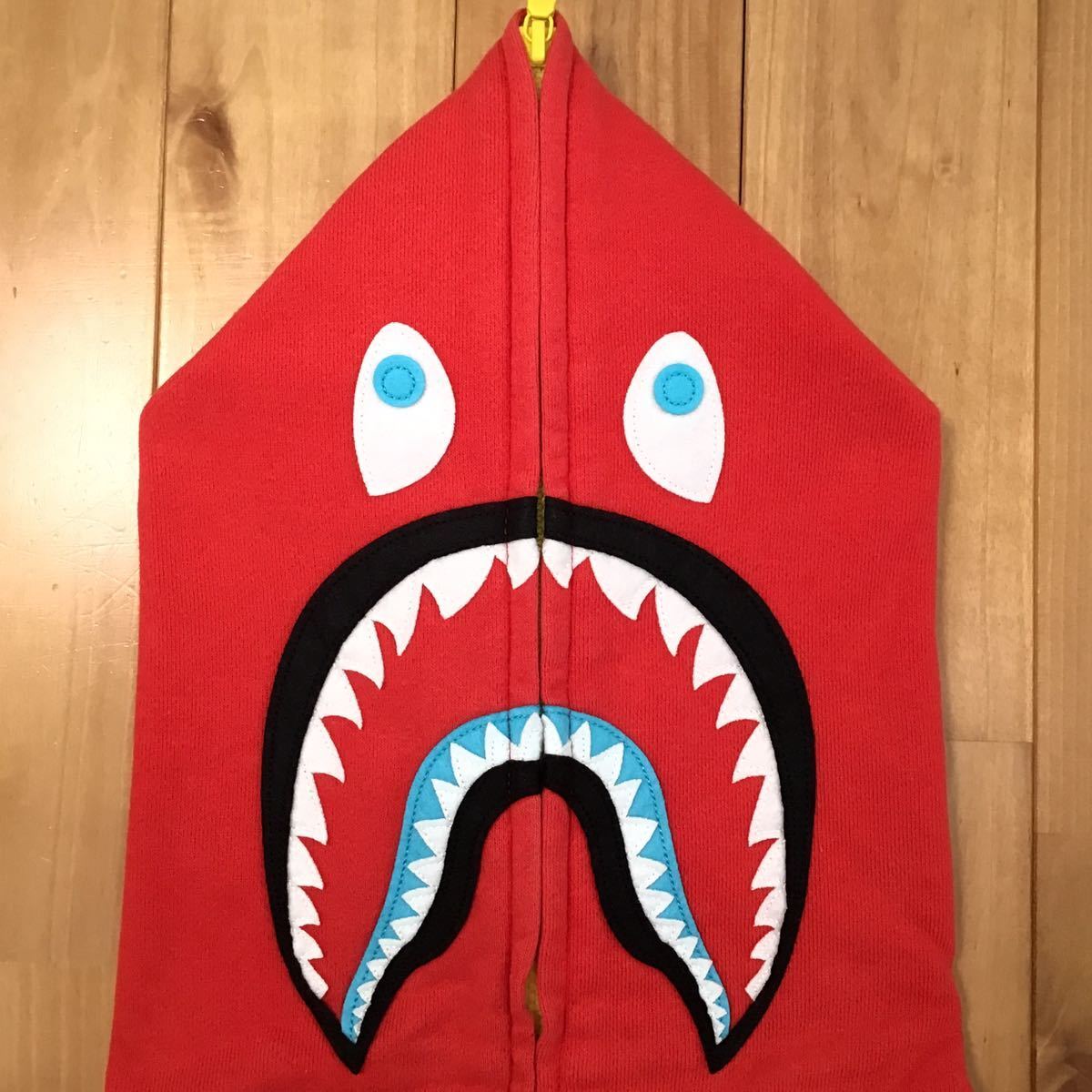 2010 BAPE Neon shark full zip hoodie Red A Bathing Ape Size S | eBay