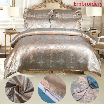 Luxury Bedding Set 3pcs Jacquard Duvet Cover Pillowcases No Sheet Bedclothes