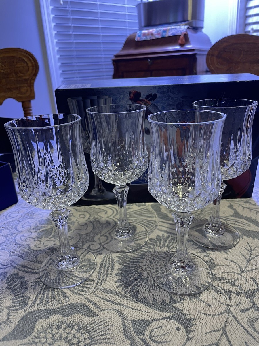 Cristal D'Arques Longchamp 24% Lead Crystal Wine Glasses 5 3/4 Oz Set Of 4  NIB