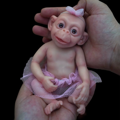 7'' Micro Frühchen Ganzkörper Silikon Affe Baby Puppe ''Lux'' Lebensecht Mini Reborn