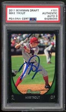 Mike Trout Rookie Card 2011 Bowman Draft #101 PSA Authentic Autograph 9