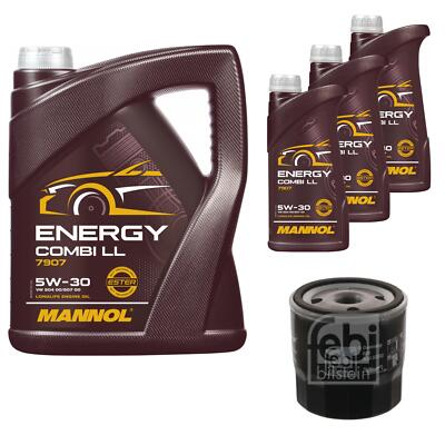 FEBI BILSTEIN Ölfilter 8L MANNOL Energy Combi LL 5W-30 für Chevrolet Aveo/Kalos