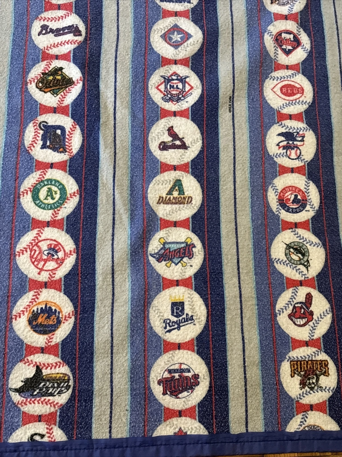 Vintage  Baseball Fleece Blanket Throwback Logos 1998 88 X 72