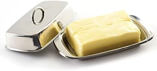 Plato de mantequilla de doble cubierta de acero inoxidable Norpro 7,5" L x 4" W x 2,5" H Foto 4 de 4