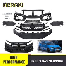 Front Bumper Cover Kit With Grille Lip Type R Style For 2016-2021 Honda Civic