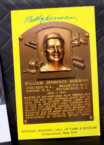 BILLY HERMAN Signed Auto MLB Baseball Hall Of Fame Plaque Postcard JSA COA - Picture 2 of 7