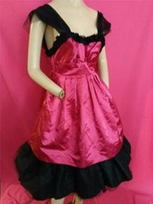 HOT PINK  BLACK ACETATE  NET MINI EMPIRE HOMECOMING, PROM DRESS-28" BUST-USA