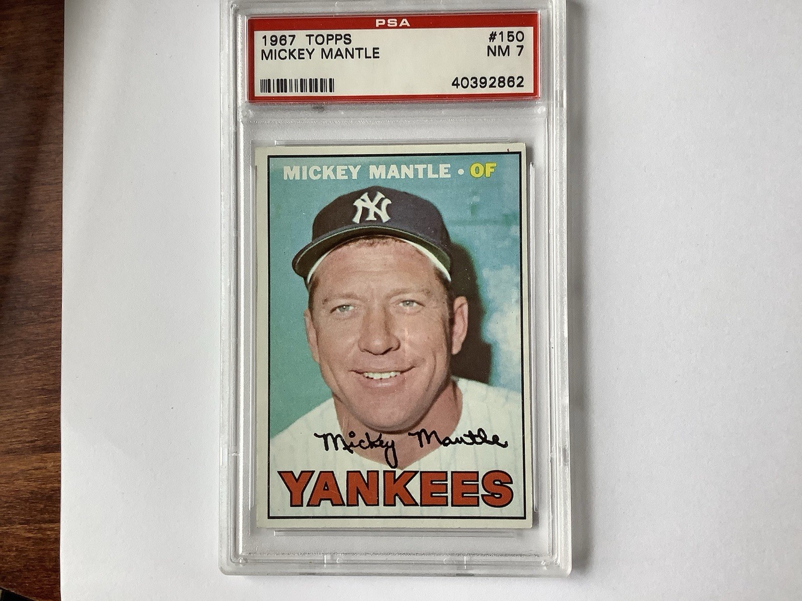 MICKEY MANTLE 1967 Topps Baseball #150 PSA 7 NM Card Yankees HOF