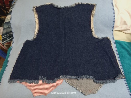 Vintage Texas Flag Vest Denim Patchwork Western Handmade Sz XL Women distressed - Picture 5 of 7