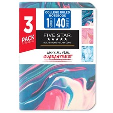 Five Star BEST Fashion College Ruled Writing Notebook, 5" x 7", 40 Sheets 3-Pack
