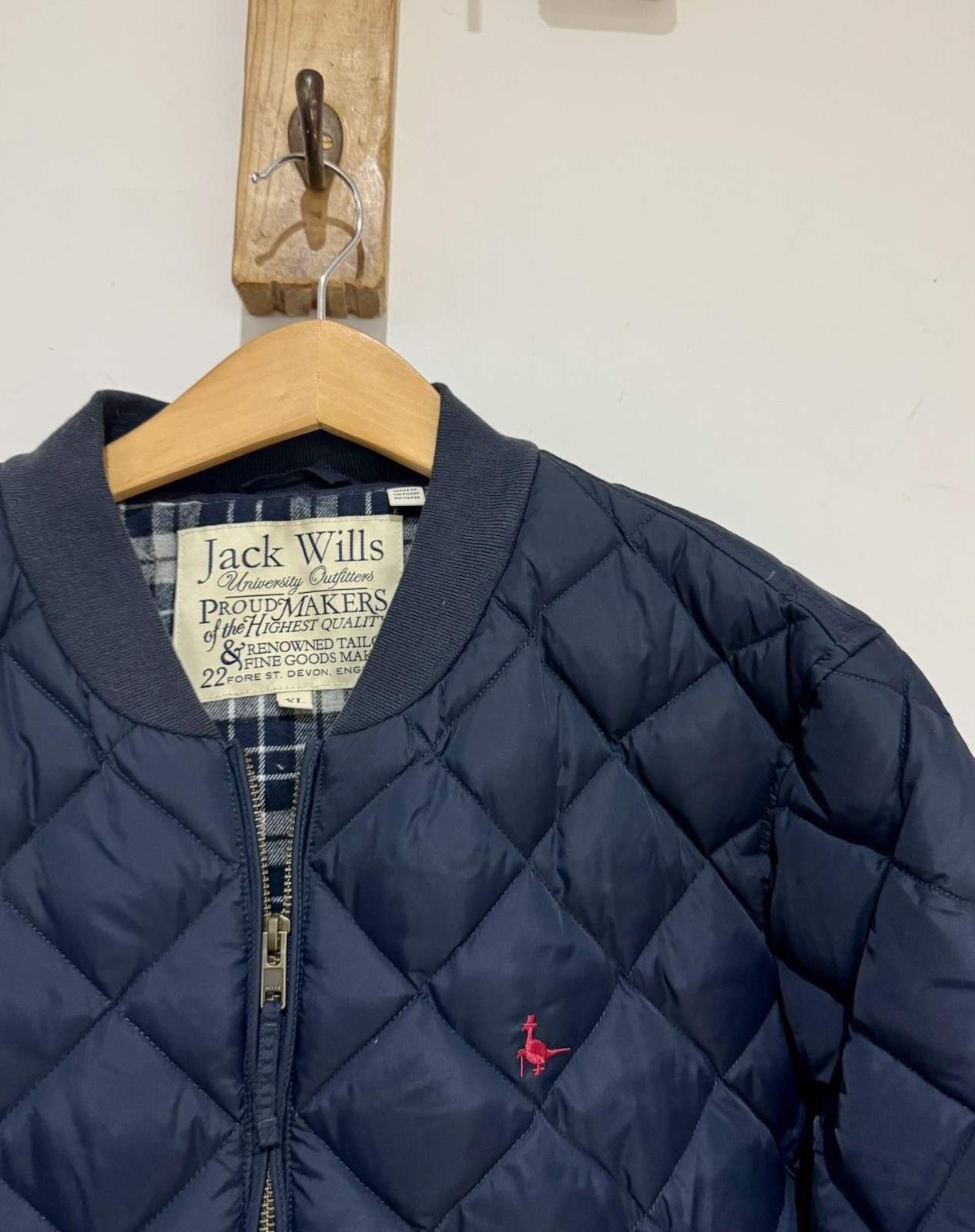 Jack Wills Rame Navy Down Feather Filled Diamond Quilted Bomber Puffer Coat XL image 4