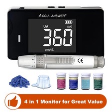 4 in 1 Uric Acid Meter Test Set Urine Uric Acid Gout Tester Total Cholesterol BG