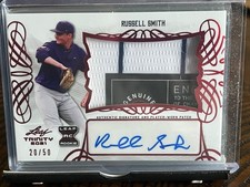 Russell Smith 2021 Leaf Trinity  Autograph Auto Laundry Tag Patch 20/50 Brewers