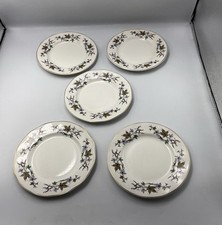 5 Enoch Wedgwood Vintage China Side Plates 17cm Purple Green Maple Leaves WW225