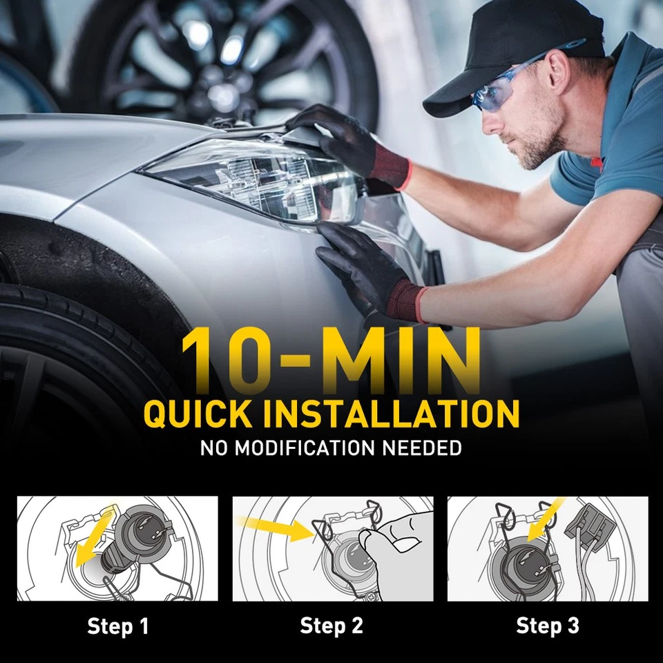 AUXITO H7 LED Headlight Bulbs High or Low Beam 60000LM Super Bright Q10 Series - Image 3 of 4