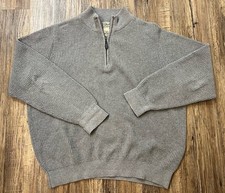 LL Bean Men's Wicked Soft Cotton/Cashmere Quarter Zip Gray Size large