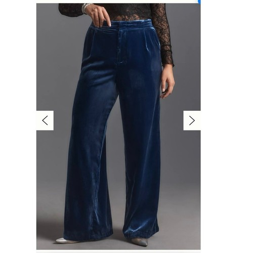 NWT Anthropologie Blue Velvet Wide Leg Pants size 2X