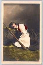 Vintage Norway Postcard Girl in Traditional Bunad Folk Costume Mittet  Co AA296