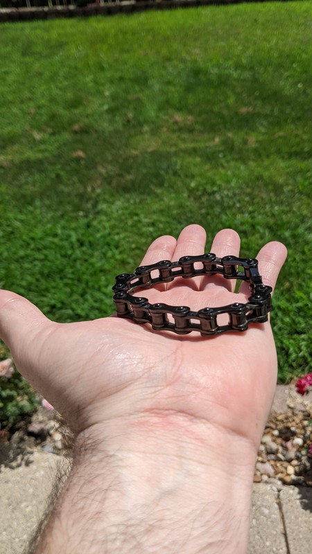 men - stainless steel - black bike chain bracelet 8.05 inch tall