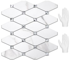 STICKGOO 10 Sheets Peel and Stick Backsplash, Calacatta Stick on Aluminum Com...