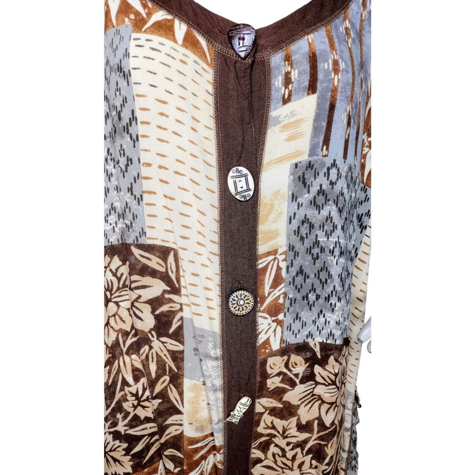 Vintage Boho Patchwork Button-Down Layering Duste… - image 5