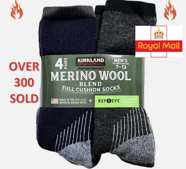 Kirkland Signature Merino Wool 57% ,Trail Socks 4 Pairs Hiking Outdoor Warm7-13
Opens in a new windo
