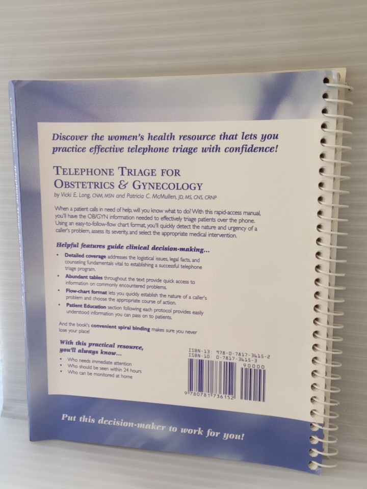 Telephone Triage for Obstetrics and Gynecology FREE SHIPPING ...