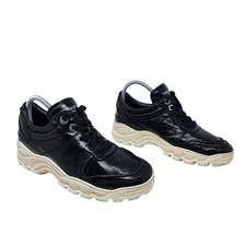 Zadig  Voltaire Blaze Sneakers 38 7.5 Wom Black Crinkled Leather Platform Shoes