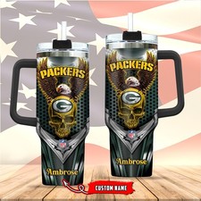 Green***Packers Stanley 40oz Stainless Steel H2.0 Flowstate Quencher Tumbler2