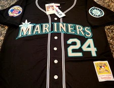 2XL Seattle Mariners #24 Ken Griffey Jr. Throwback Stitched Dual patches Jersey