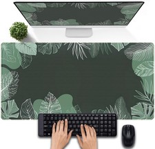 Green Plants Desk Mat Tropical Leaves Mouse Pad Cute, Large Extendded Gaming ...