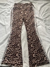 SHEIN Women's Leopard Animal Print Flared Pants Brown Black White Size M