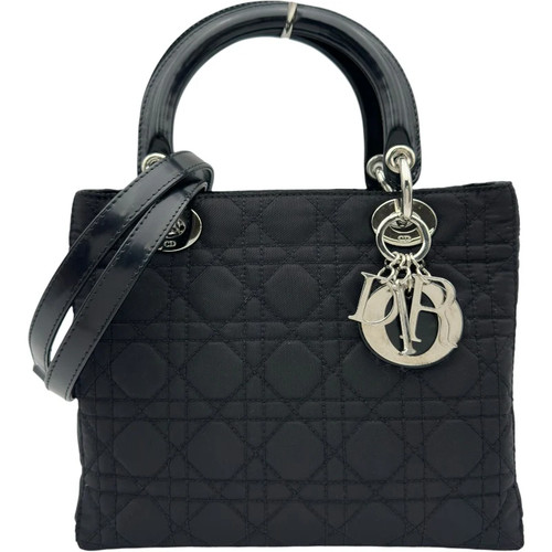 DIOR Lady Medium Black Nylon Shoulder Bag #OKB2397