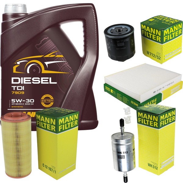 Mann Inspektionspaket 5L Mannol Diesel TDI 5W-30 FüR Audi A2 1.4 1.6 FSI-image