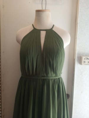 Azazie Dark Green Halter button Up Neck Back Open Waist Size A10 | eBay
