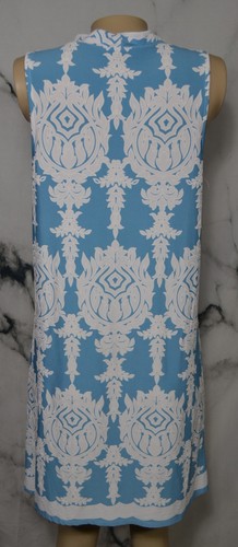 TIANA B Light Blue White Patterned Textured Sleeveless Dress 12 Made in USA - Picture 6 of 8