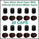 DUST AIR VALVE TYRE CAPS BLACK PLASTIC COVERS CAR BIKE WHEEL  MOTORBIKE NEW x20