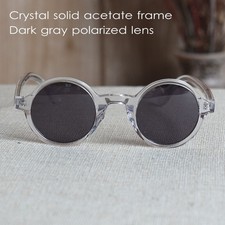 Vintage round sunglasses men black polarized sunglasses women crystal glasses