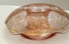 DEPRESSION GLASS PINK Candleholder Etched Floral Gold Vintage VG-EX — photo 2