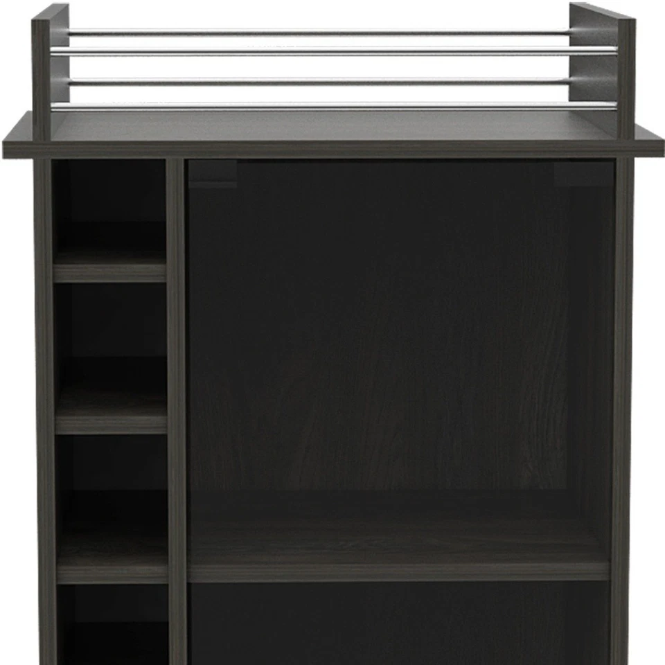 Carrinho rolante de madeira espresso 22" com armazenamento de vinho - Imagem 4 de 4