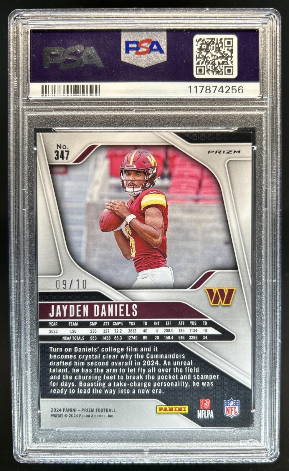 2024 Panini Prizm Jayden Daniels RC Gold Shimmer Rookie #/10 Commanders PSA 10 view 2