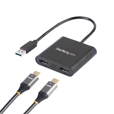 StarTech USB A 3.0 to Dual HDMI Adapter for Windows Dual Monitor USB to 2x HDMI