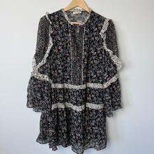 ULLA JOHNSON Essie Floral Ruffle Silk Dress Size 8
