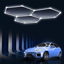 3-Grid WHITE Hexagon Garage Lights System Honeycomb Hex LED Light for Garage Gym