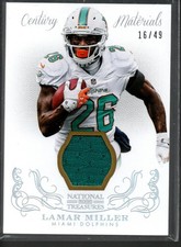 2013 National Treasures Lamar Miller #69 Century Materials 16/49 Game Worn