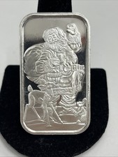 Vintage 1999 Santa Claus .999 1 Oz Silver Art Bar 109.65 per troy oz