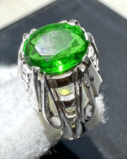 Green Emerald Ring 925 Sterling Silver Handmade Ring For Men's Engagement Ring