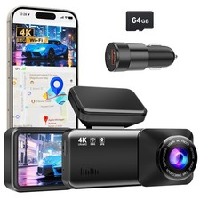 Dash Cam 4K Ultra HD, Front Camera for Cars Built-in GPS, 5.8GHz Black 