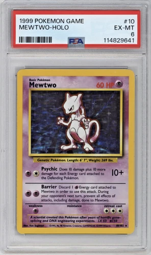 1999 Pokémon Base Set Mewtwo Holo #10/102 – PSA 6 – Vintage WotC